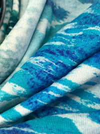 Medium Blue/Teal/Multi Rayon/Lycra Large Abstract Animal Print Jersey Knit 56W