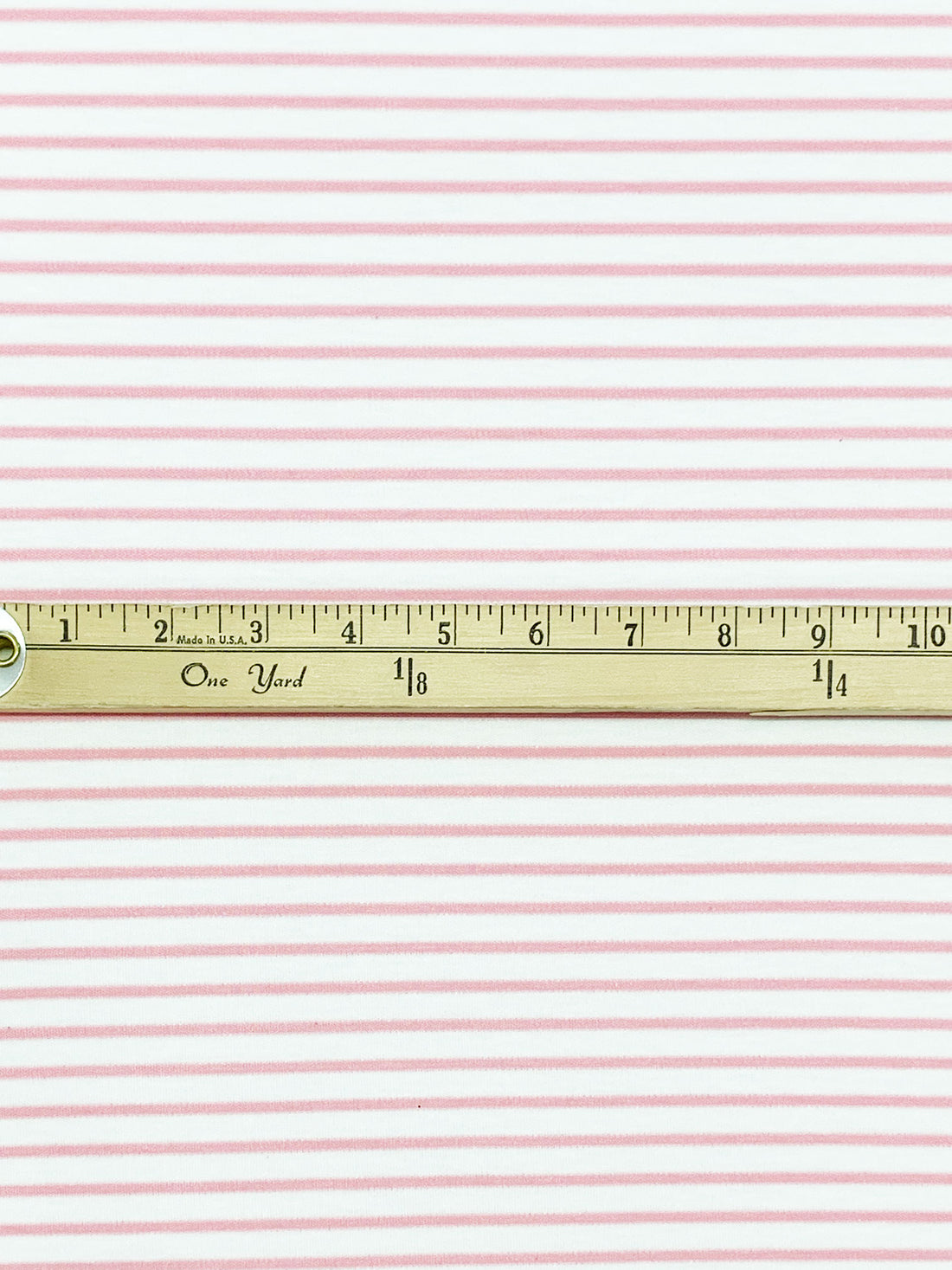 White/Pink Cotton/Lycra Horizontal Stripe Interlock Knit 60W