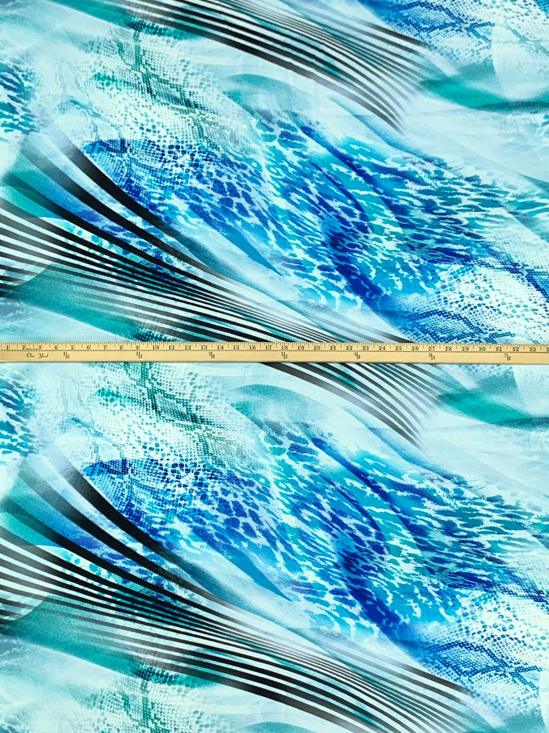 Medium Blue/Teal/Multi Rayon/Lycra Large Abstract Animal Print Jersey Knit 56W