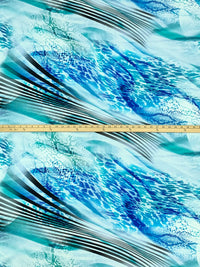 Medium Blue/Teal/Multi Rayon/Lycra Large Abstract Animal Print Jersey Knit 56W