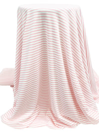White/Pink Cotton/Lycra Horizontal Stripe Interlock Knit 60W