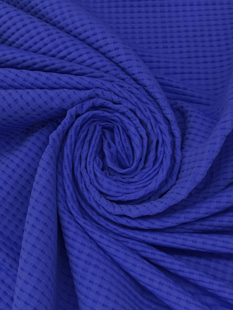 Deep Cornflower Blue Polyester/Lycra Ribbed Novelty Knit - NY Desigher - 48W