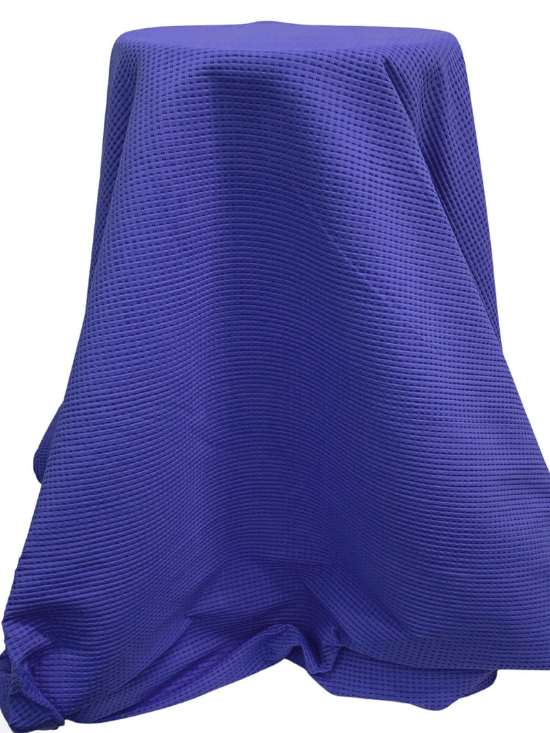 Deep Cornflower Blue Polyester/Lycra Ribbed Novelty Knit - NY Desigher - 48W
