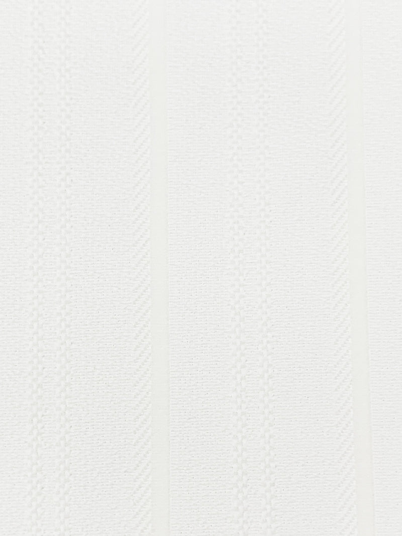 Pure White/Warm White Polyester/Lycra Vertical Stripe Jacquard Double Knit - NY Designer - 44W
