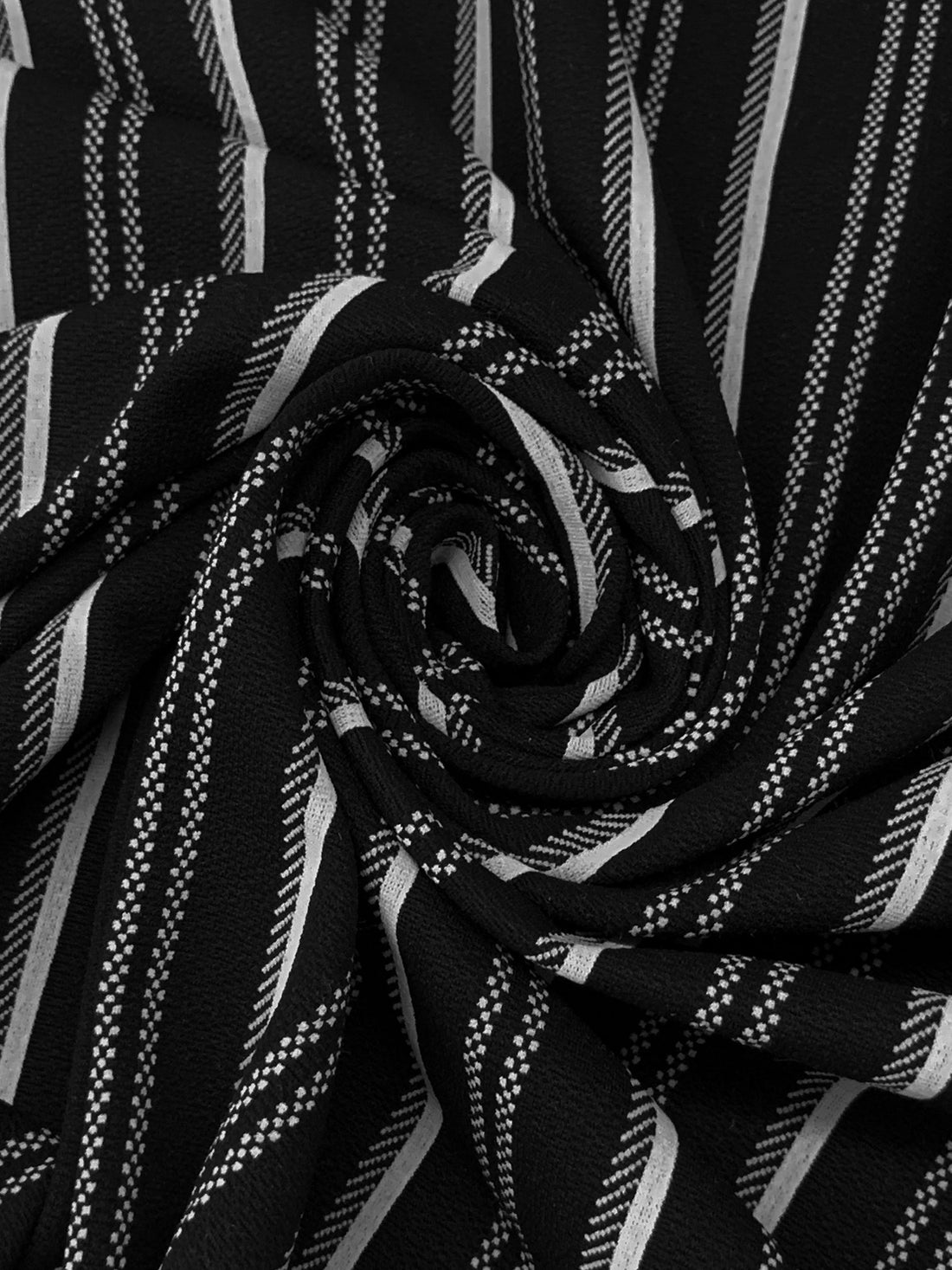 Black/Light Gray Polyester/Lycra Vertical Stripe Jacquard Double Knit - NY Designer - 44W