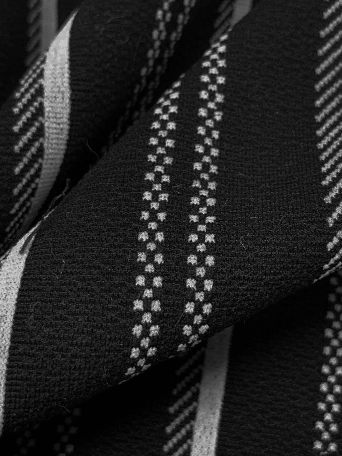Black/Light Gray Polyester/Lycra Vertical Stripe Jacquard Double Knit - NY Designer - 44W