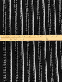 Black/Light Gray Polyester/Lycra Vertical Stripe Jacquard Double Knit - NY Designer - 44W