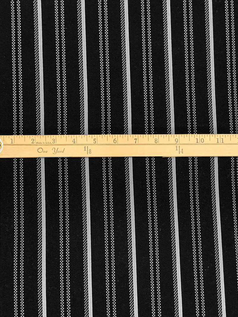 Black/Light Gray Polyester/Lycra Vertical Stripe Jacquard Double Knit - NY Designer - 44W