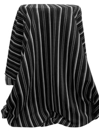 Black/Light Gray Polyester/Lycra Vertical Stripe Jacquard Double Knit - NY Designer - 44W
