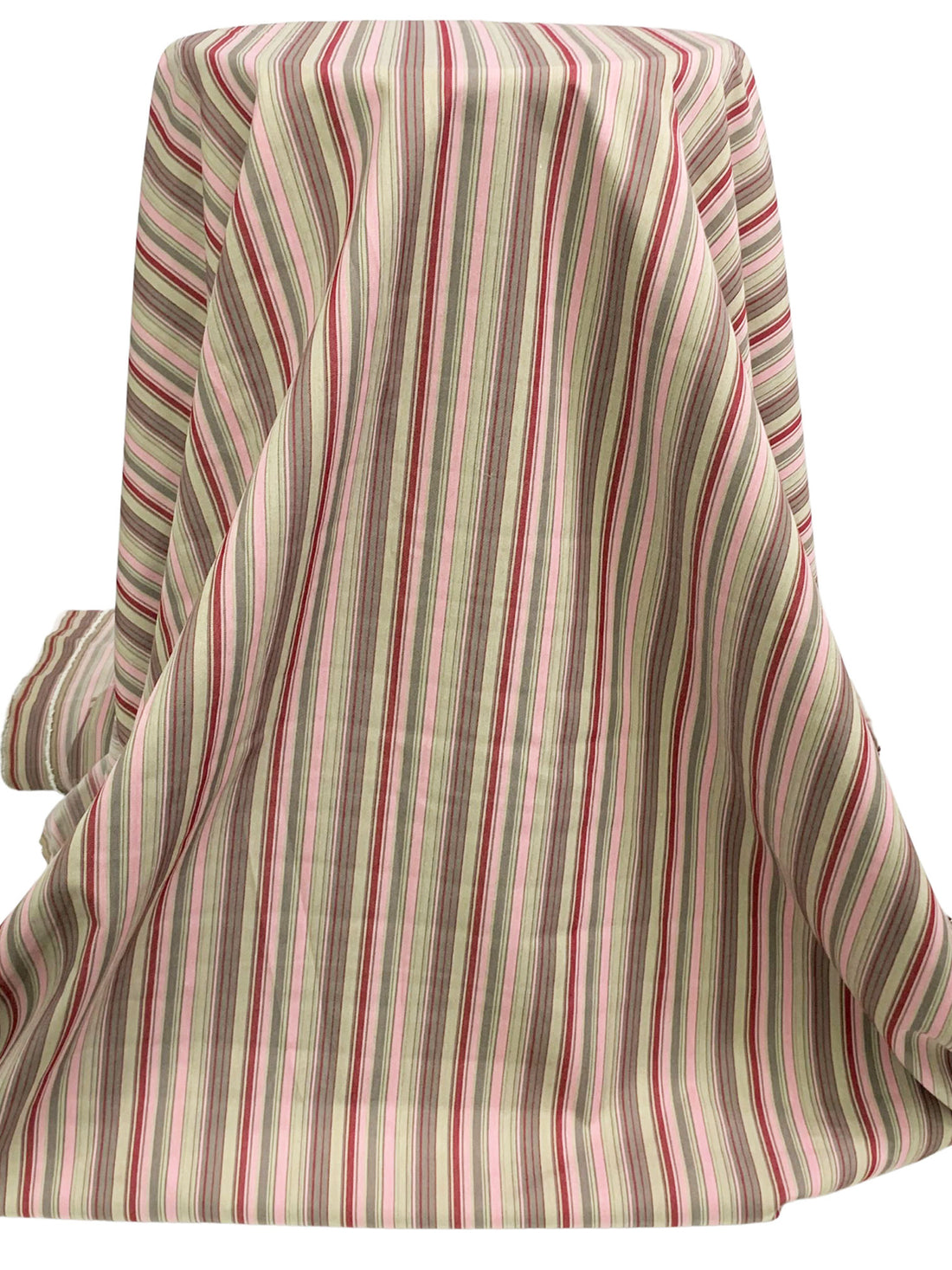 Cameo Pink/Maroon/Dark Silver/Multi Cotton/Polyester/Lycra Vertical Stripe Stretch Suiting 52W