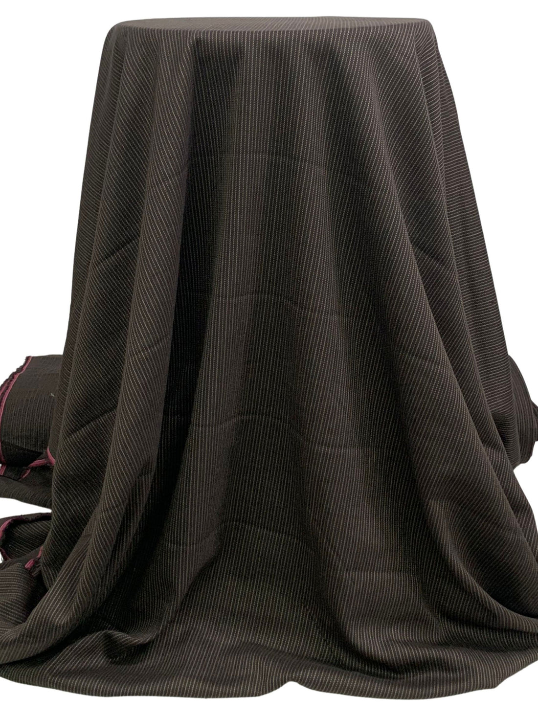Midnight Espresso/Shadow Brown Rayon/Polyester/Lycra Vertical Pinstripe Stretch Suiting 56W
