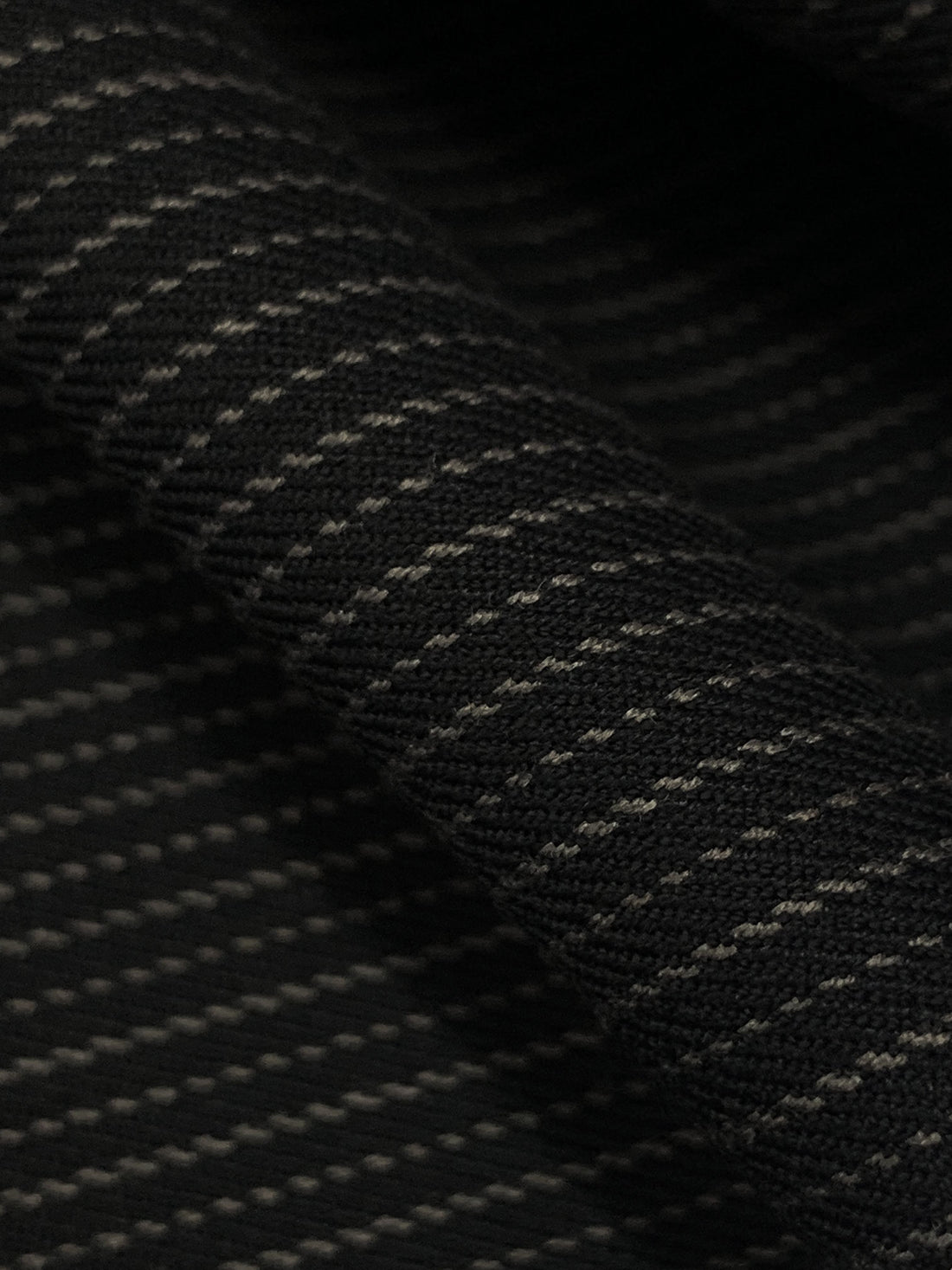 Jet Black/Stone Gray Rayon/Polyester/Lycra Vertical Pinstripe Stretch Suiting 56W