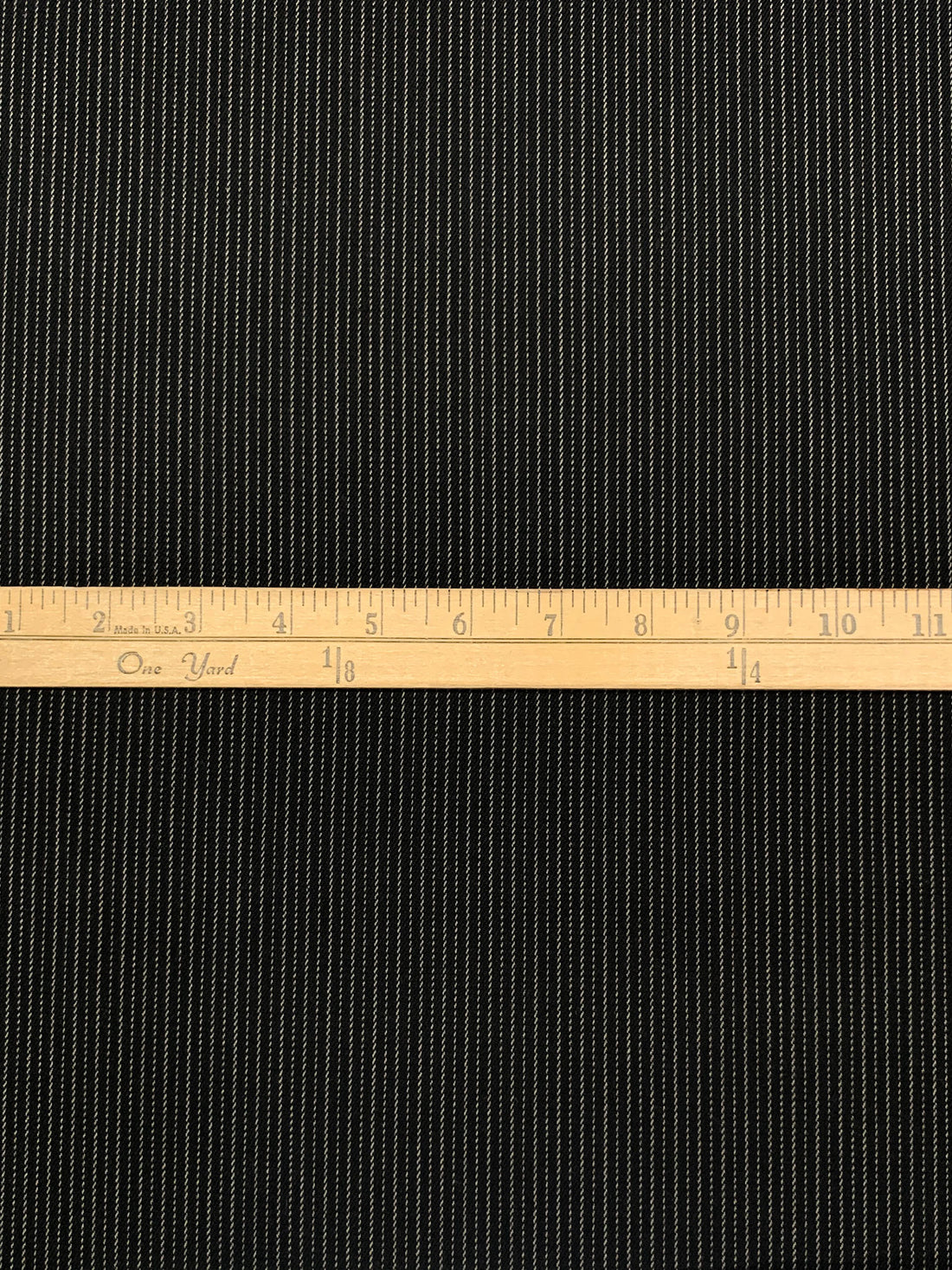 Jet Black/Stone Gray Rayon/Polyester/Lycra Vertical Pinstripe Stretch Suiting 56W