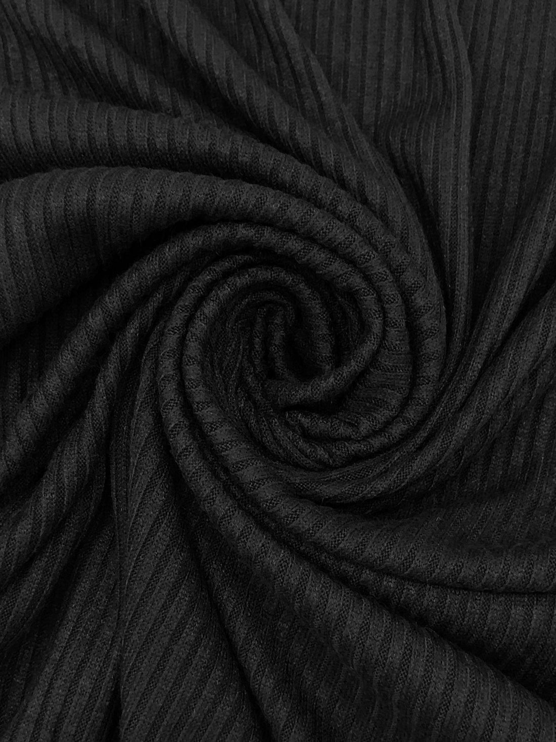 Raven Black Rayon/Polyester/Spandex 6x6 Wide Rib Sweater Knit - NY Designer - 52W