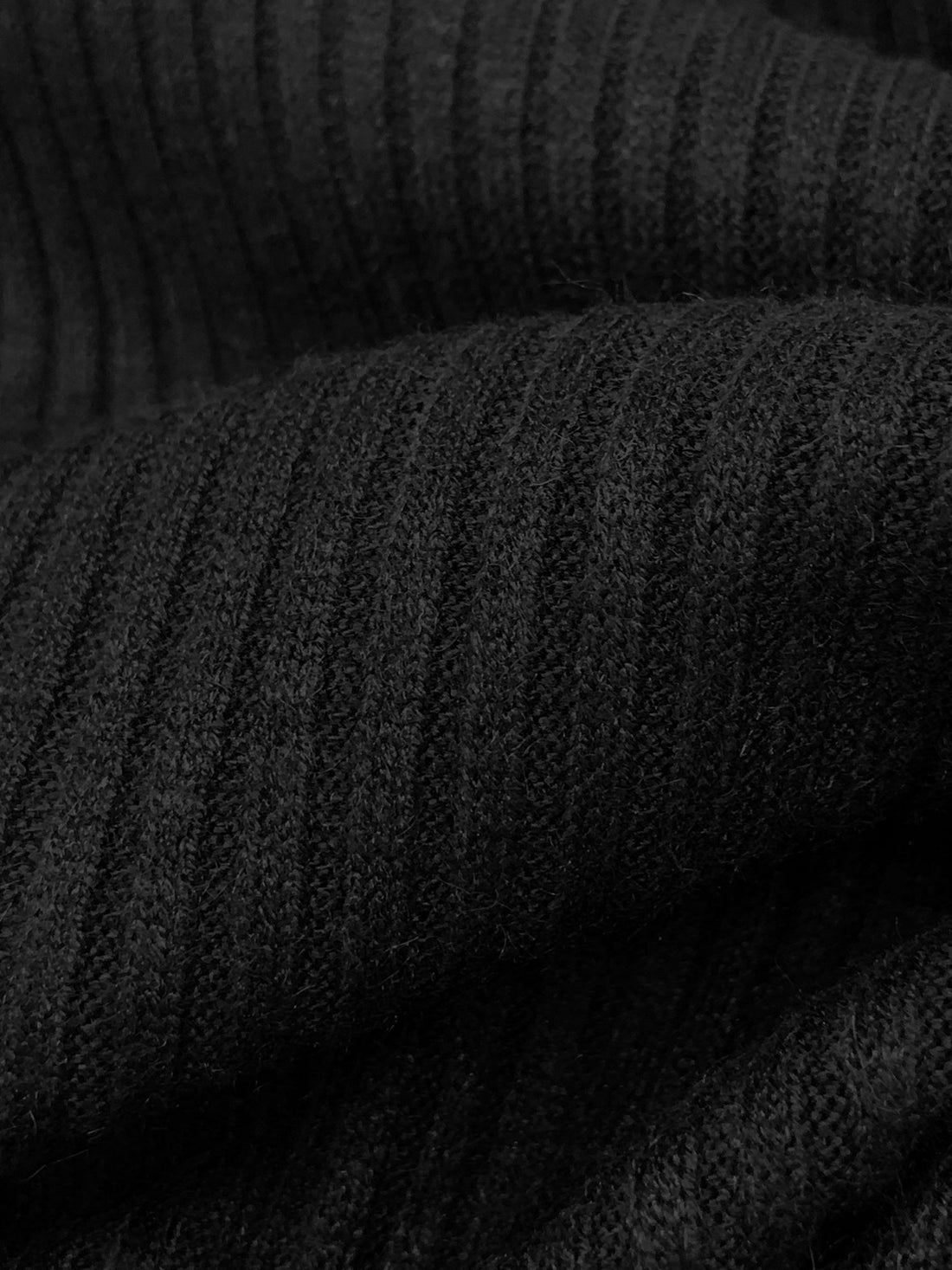 Raven Black Rayon/Polyester/Spandex 6x6 Wide Rib Sweater Knit - NY Designer - 52W