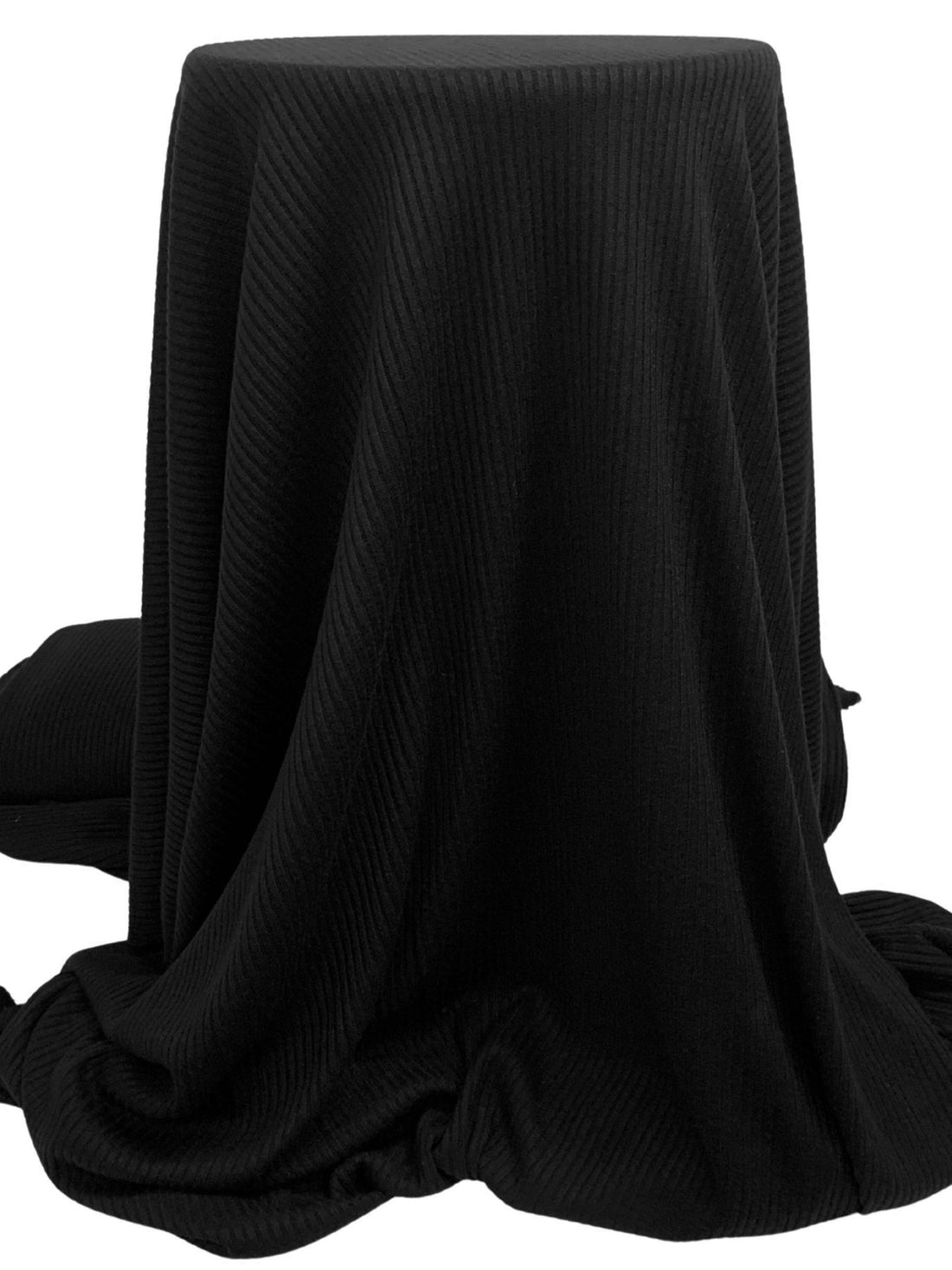 Raven Black Rayon/Polyester/Spandex 6x6 Wide Rib Sweater Knit - NY Designer - 52W