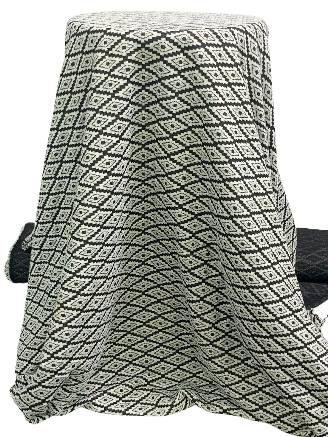 Muted Black/Off-White Polyester/Lycra Southwest Weave Jacquard Double Knit 58W