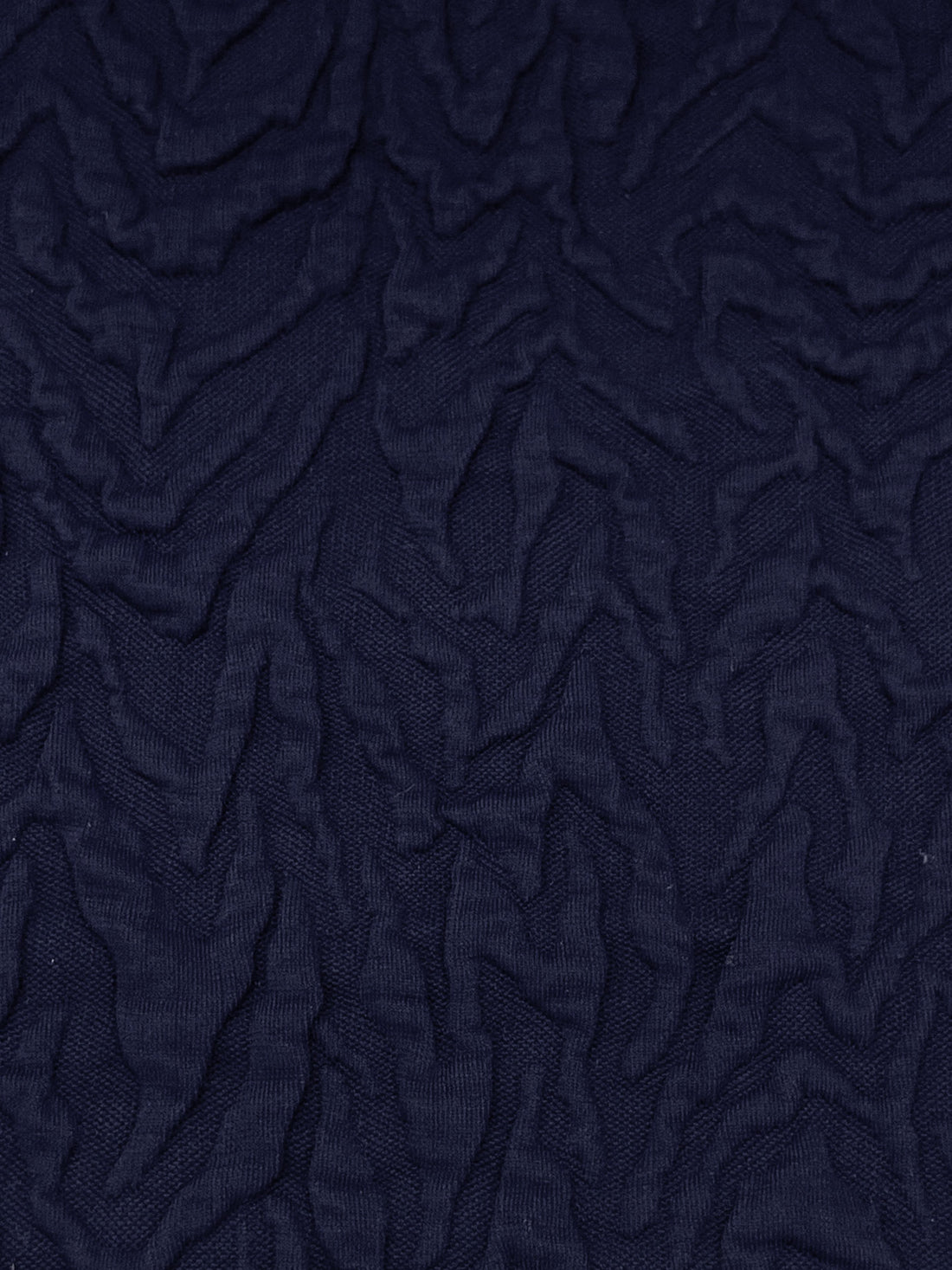 Navy Polyester/Lycra Abstract Zig Zag Textured Double Knit - NY Designer - 42W