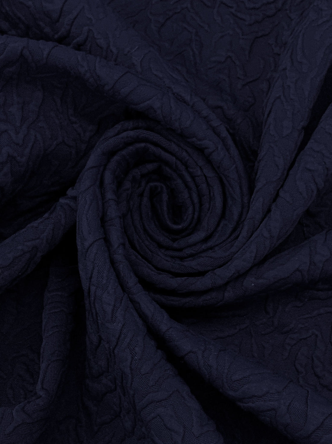 Navy Polyester/Lycra Abstract Zig Zag Textured Double Knit - NY Designer - 42W