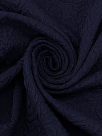 Navy Polyester/Lycra Abstract Zig Zag Textured Double Knit - NY Designer - 42W
