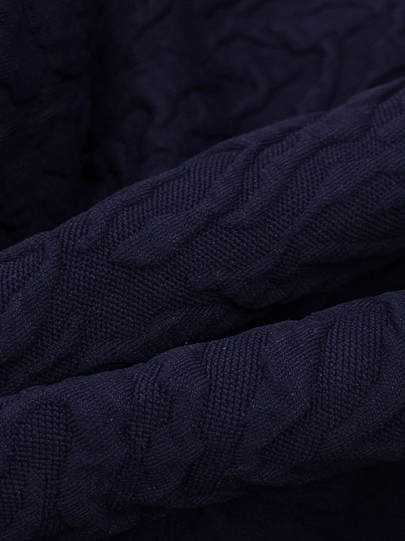 Navy Polyester/Lycra Abstract Zig Zag Textured Double Knit - NY Designer - 42W