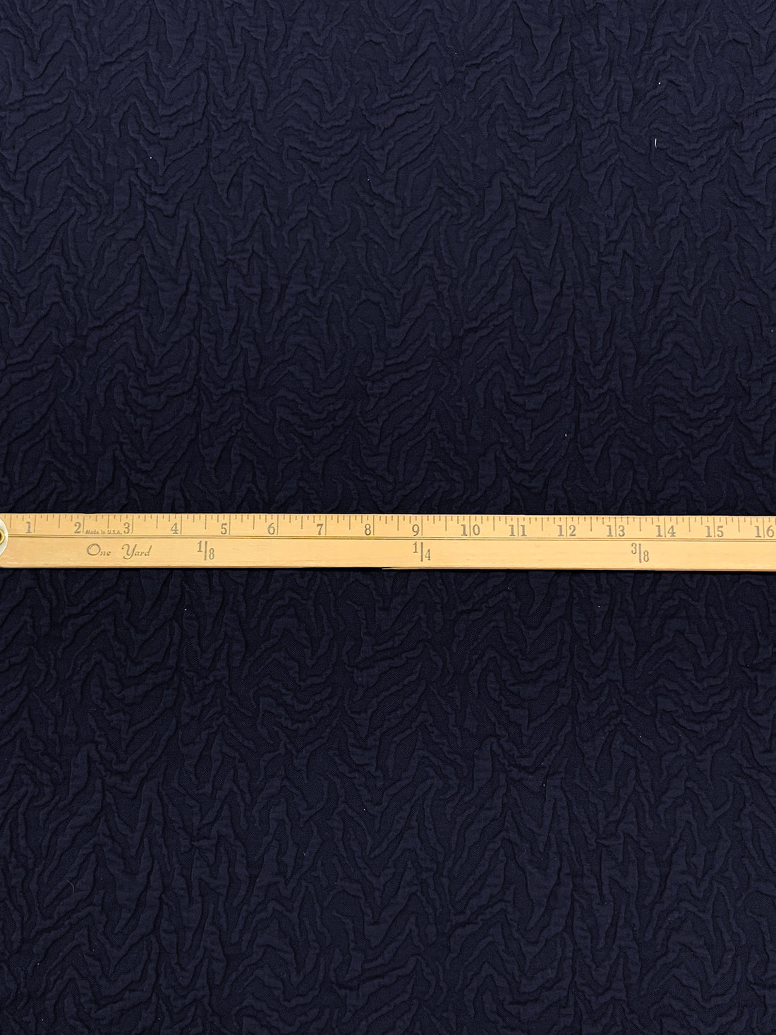 Navy Polyester/Lycra Abstract Zig Zag Textured Double Knit - NY Designer - 42W