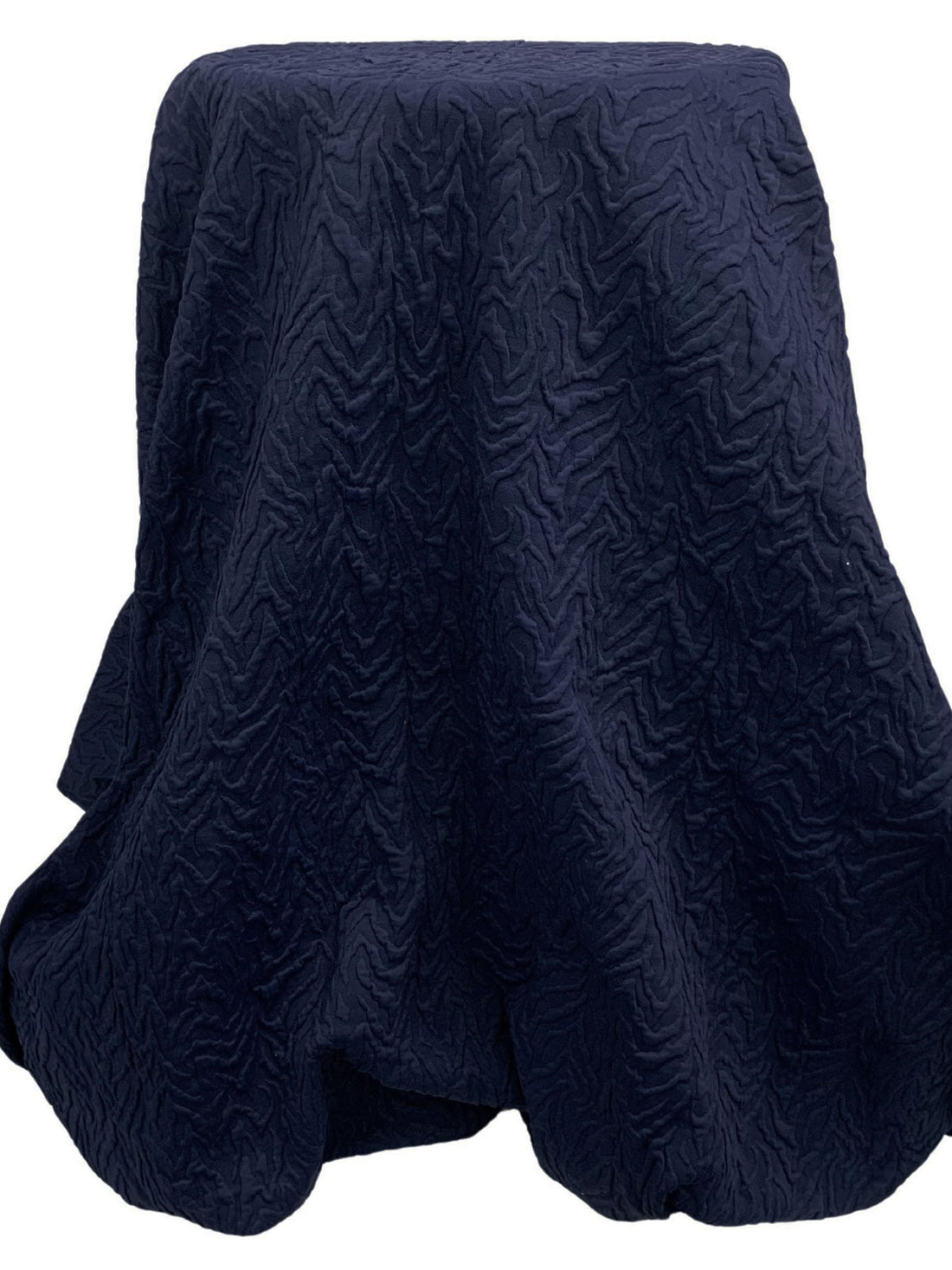Navy Polyester/Lycra Abstract Zig Zag Textured Double Knit - NY Designer - 42W