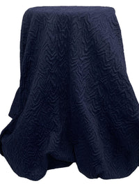 Navy Polyester/Lycra Abstract Zig Zag Textured Double Knit - NY Designer - 42W