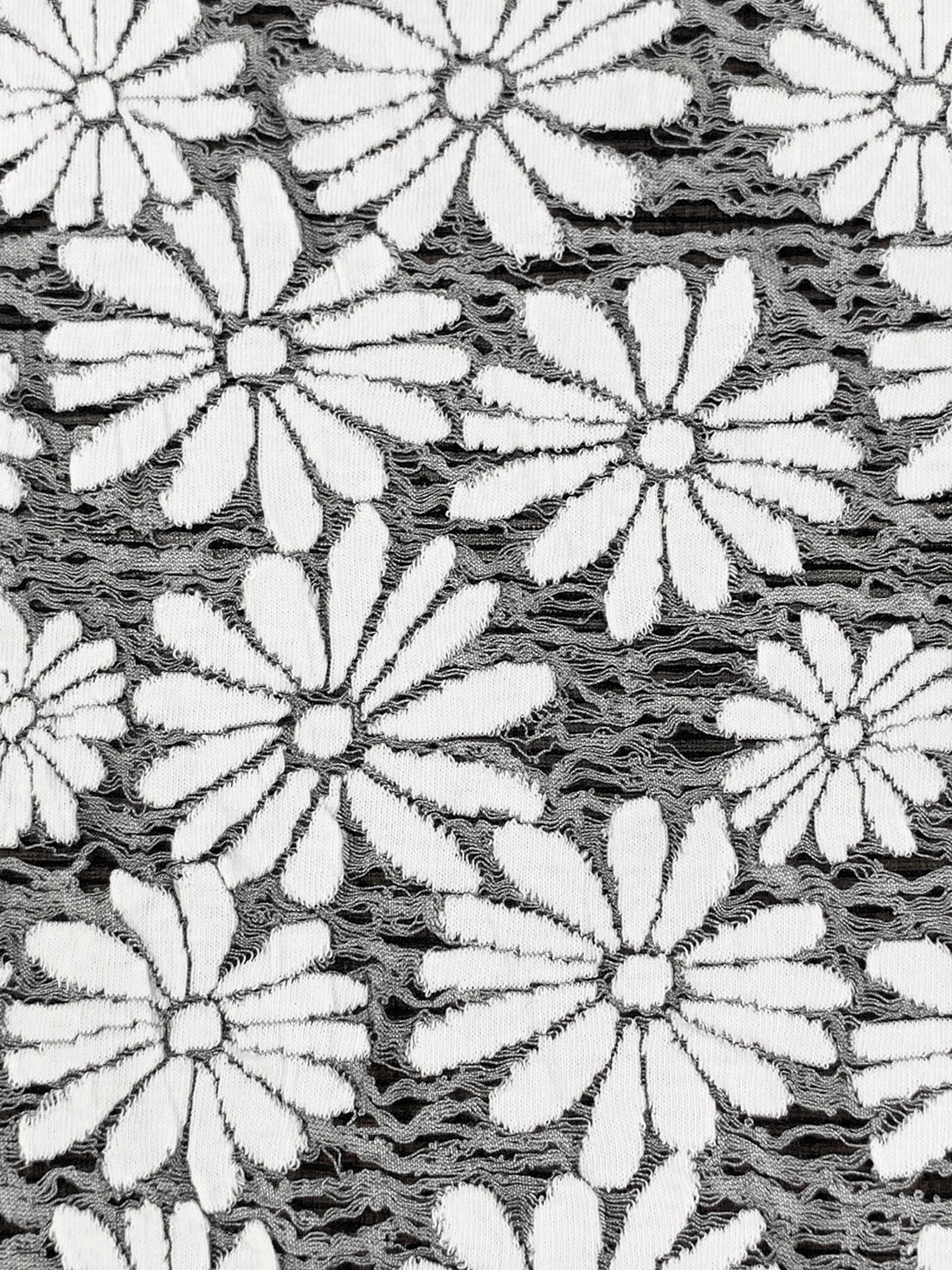 White/Gray/Black Cotton/Polyester/Lycra Daisy Weave Jacquard Double Knit 58W