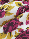 Mulberry/White/Golden Olive/Black 100% Rayon Floral Print Challis 58W