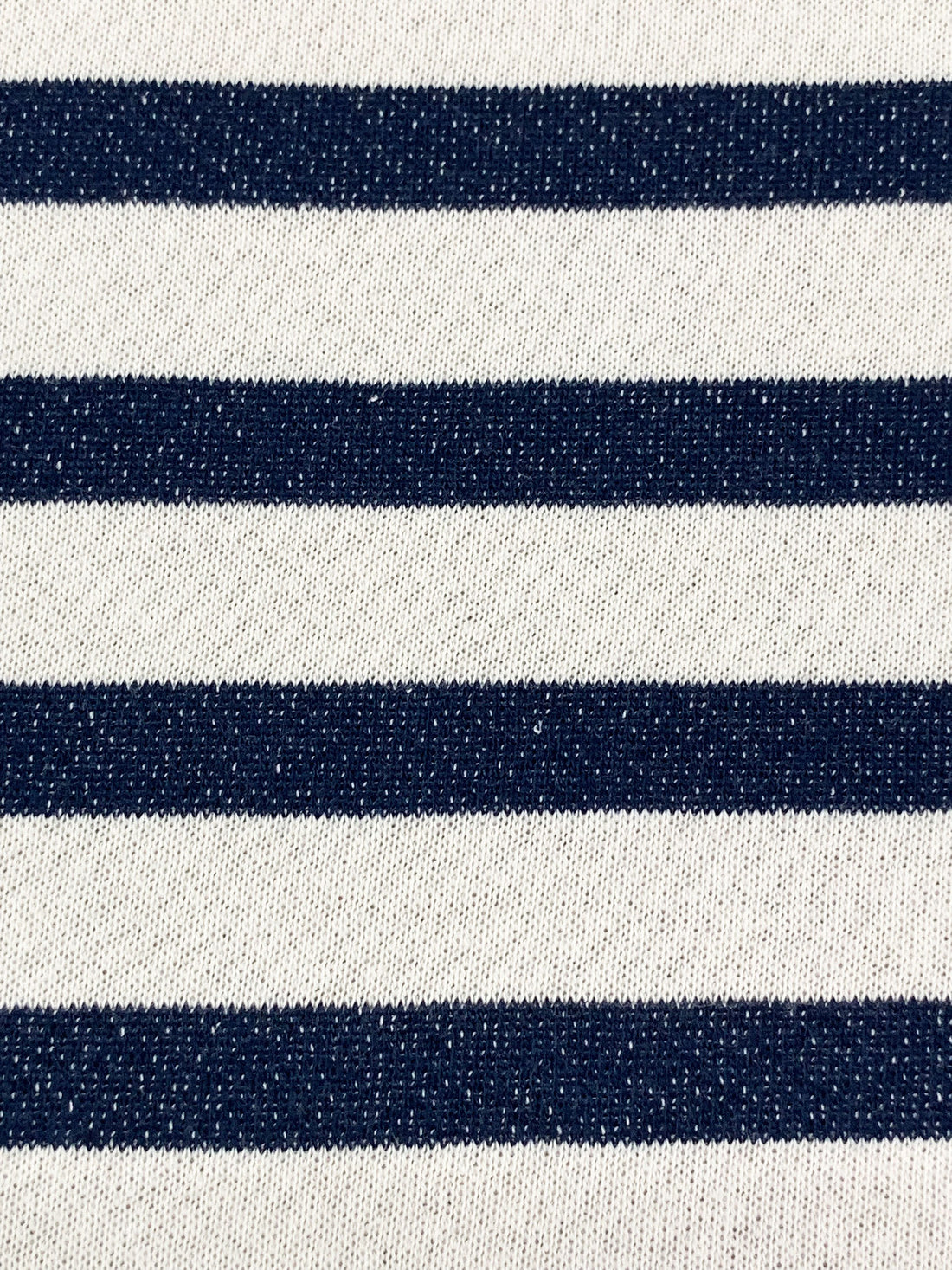Navy/White Polyester/Cotton Horizontal Stripe French Terry Knit 52W