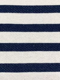 Navy/White Polyester/Cotton Horizontal Stripe French Terry Knit 52W