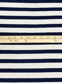Navy/White Polyester/Cotton Horizontal Stripe French Terry Knit 52W