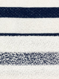 Navy/White Polyester/Cotton Horizontal Stripe French Terry Knit 52W
