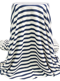 Navy/White Polyester/Cotton Horizontal Stripe French Terry Knit 52W
