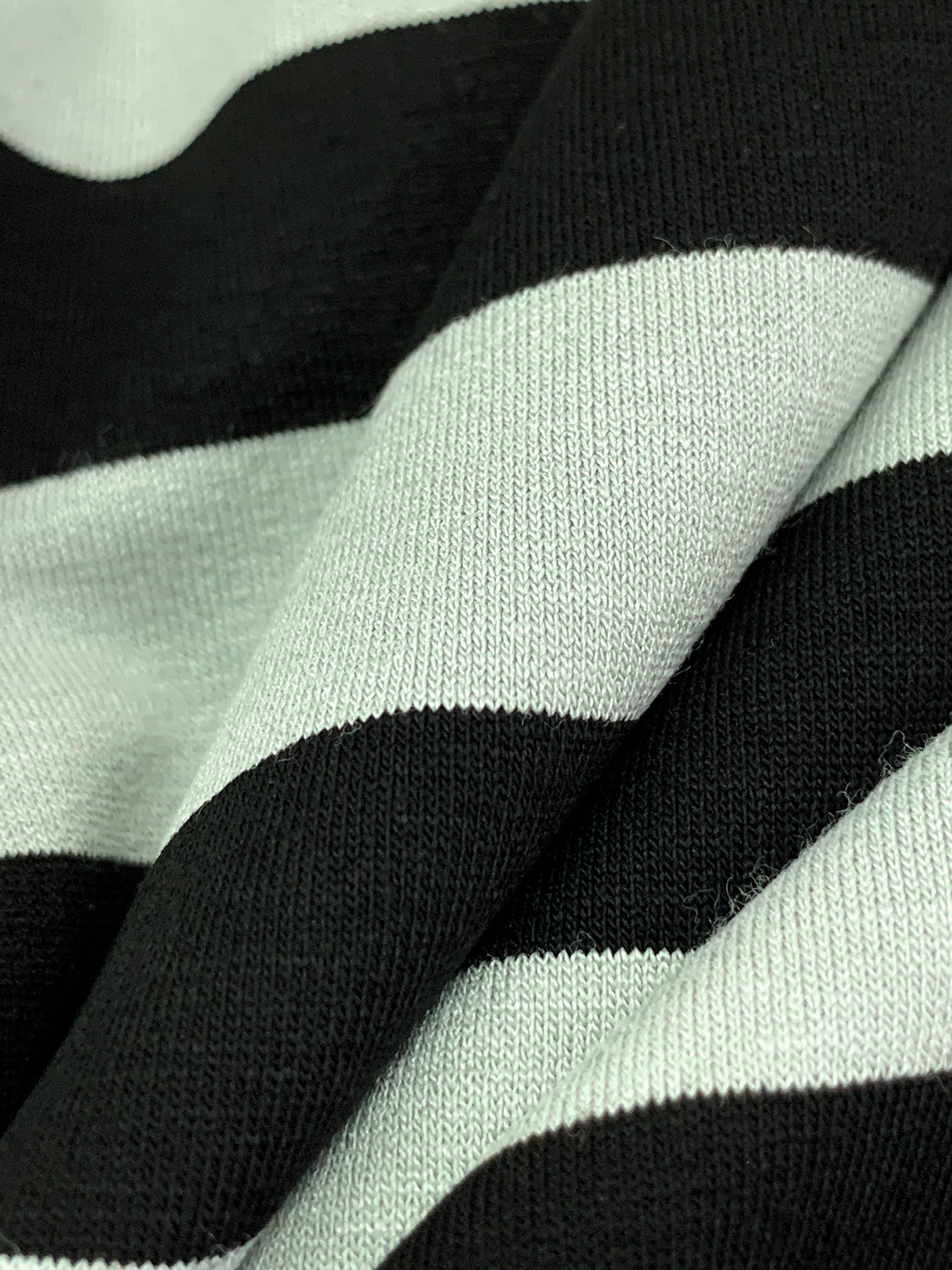 Black/Pale Tundra Gray Rayon/Lycra Horizontal Stripe Jersey Knit 60W