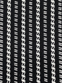 Black/White 100% Rayon Vertical Dash & Link Stripe Print Crepe - LA Designer - 40W