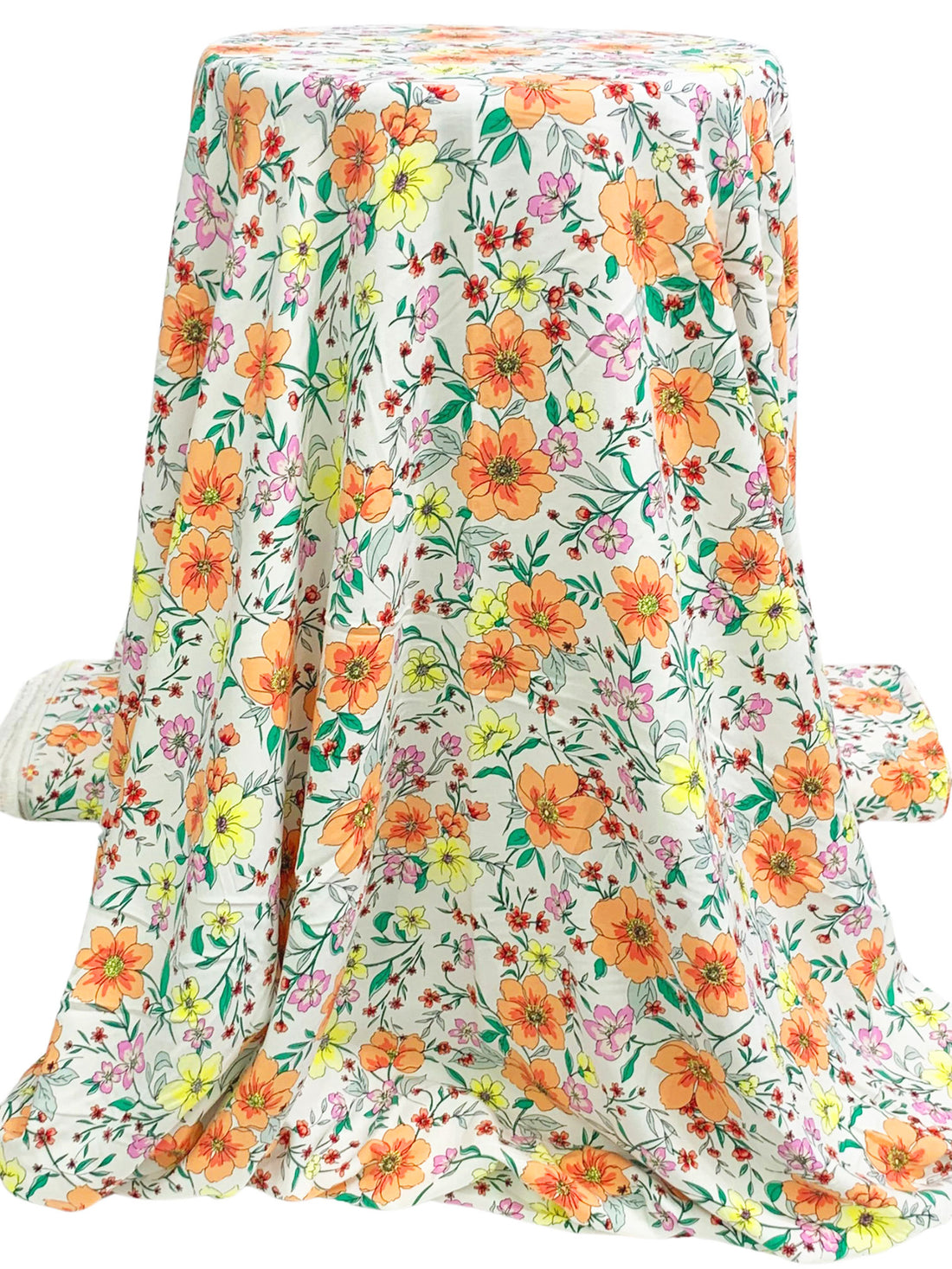 Mellow Apricot/Lemon/White/Multi 100% Rayon Floral Print Challis 57W