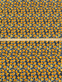 Royal Orange/Vista Blue/Black/Multi 100% Rayon Abstract Floral Print Challis 54W