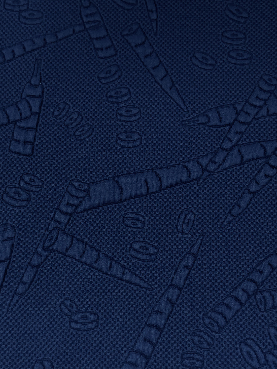 Admiral Blue Polyester/Lycra Carrot Chop Jacquard Double Knit - NY Designer - 48W