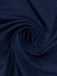Admiral Blue Polyester/Lycra Carrot Chop Jacquard Double Knit - NY Designer - 48W