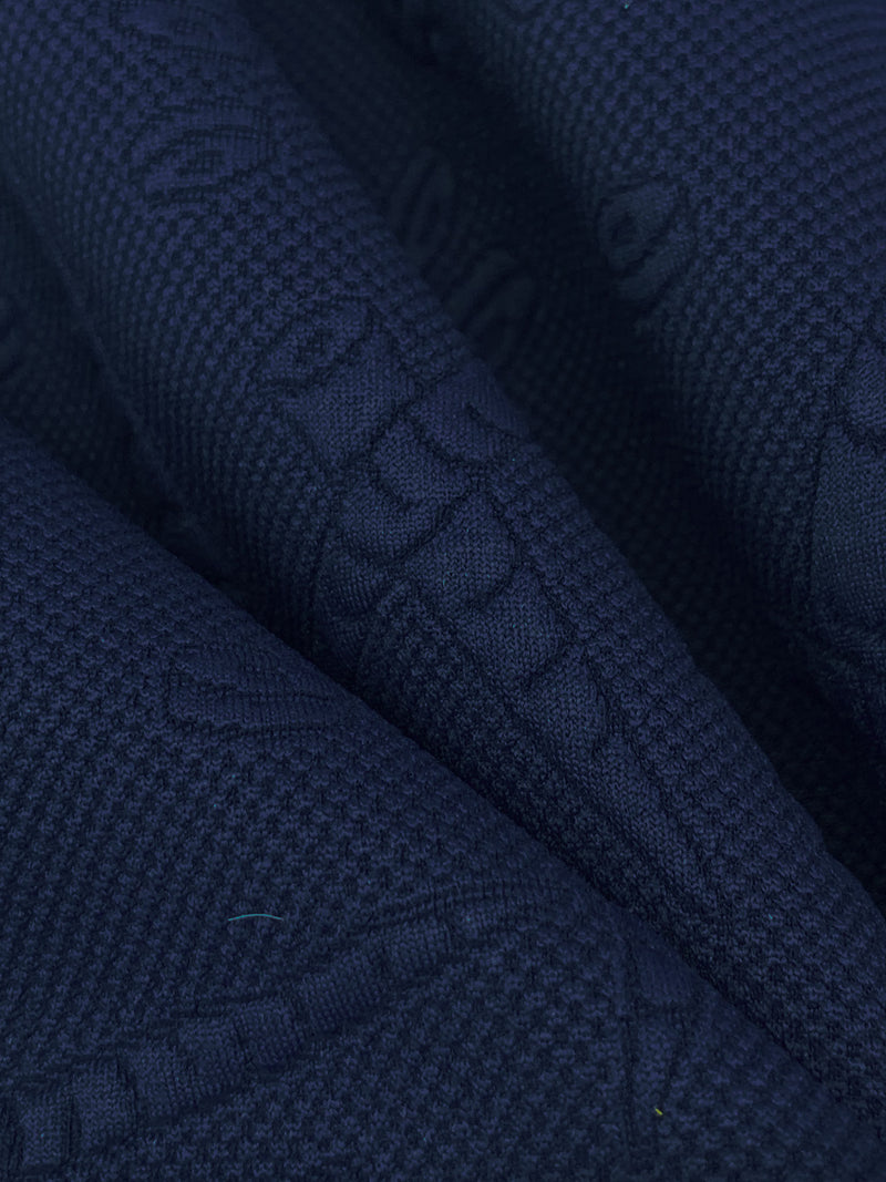 Admiral Blue Polyester/Lycra Carrot Chop Jacquard Double Knit - NY Designer - 48W