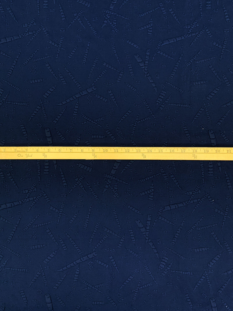 Admiral Blue Polyester/Lycra Carrot Chop Jacquard Double Knit - NY Designer - 48W