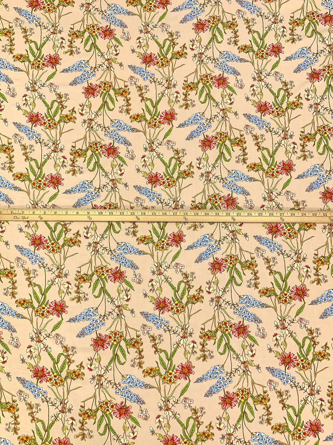 Creamy Beige/Iceberg Blue/Multi 100% Rayon Floral Print Challis 54W