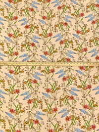 Creamy Beige/Iceberg Blue/Multi 100% Rayon Floral Print Challis 54W