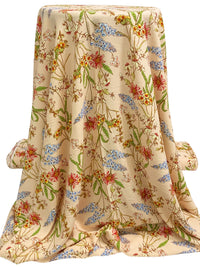 Creamy Beige/Iceberg Blue/Multi 100% Rayon Floral Print Challis 54W