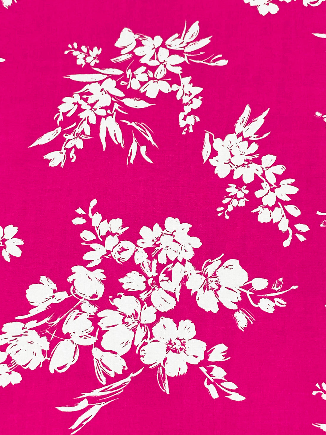 Magenta Pink/White 100% Rayon Floral Print Challis 56W