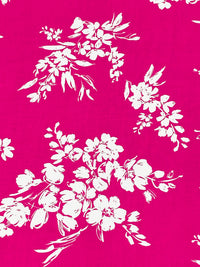 Magenta Pink/White 100% Rayon Floral Print Challis 56W