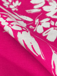 Magenta Pink/White 100% Rayon Floral Print Challis 56W