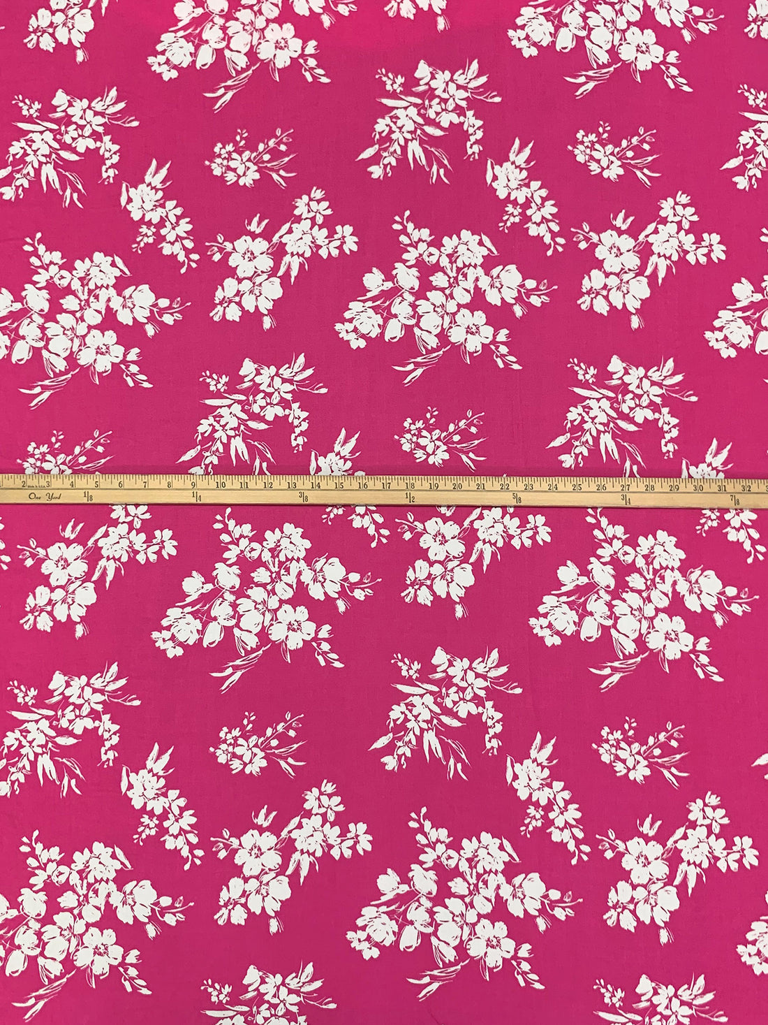 Magenta Pink/White 100% Rayon Floral Print Challis 56W